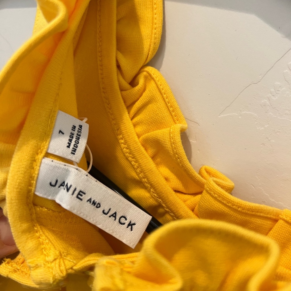 Janie and Jack Girls Yellow Dress size 7, NWT Ruffle Swing Dress - Picture 6 of 7